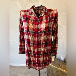 NWT JAG Jeans Womens Magnolia Tunic Shirt Plaid Button Up Hi Low Hem XL